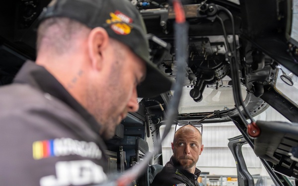NASCAR driver Ty Gibbs’ team tours HSM-35 during the NASCAR San Diego Weekend