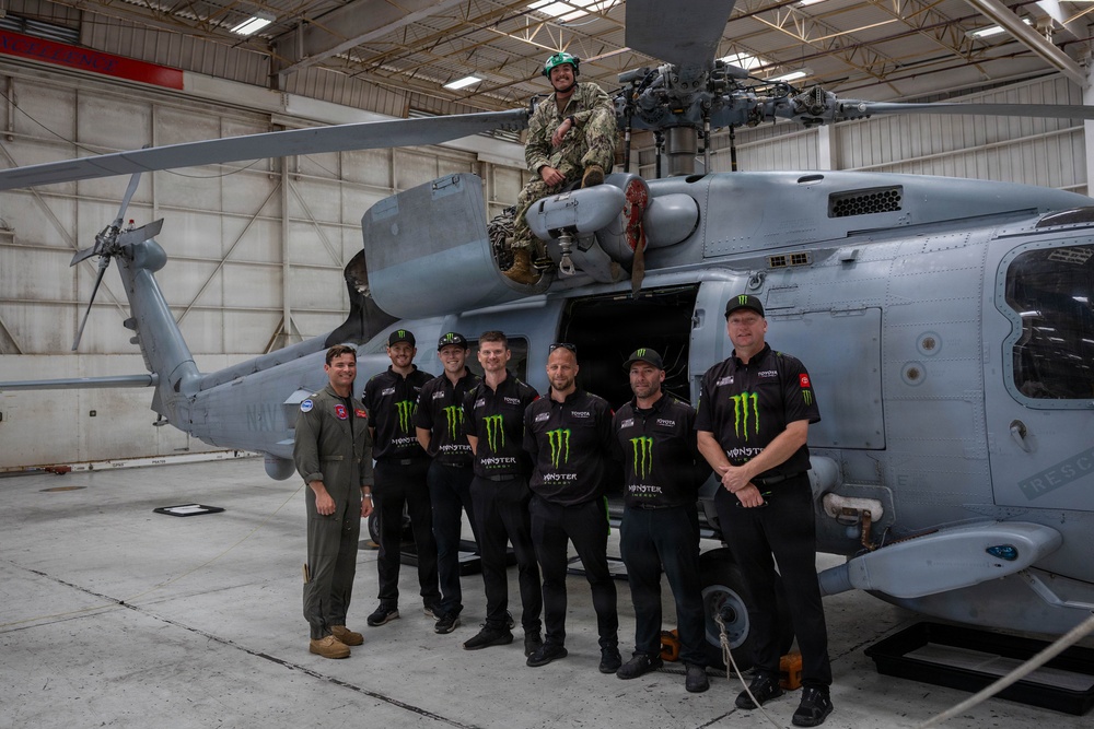NASCAR driver Ty Gibbs’ team tours HSM-35 during the NASCAR San Diego Weekend