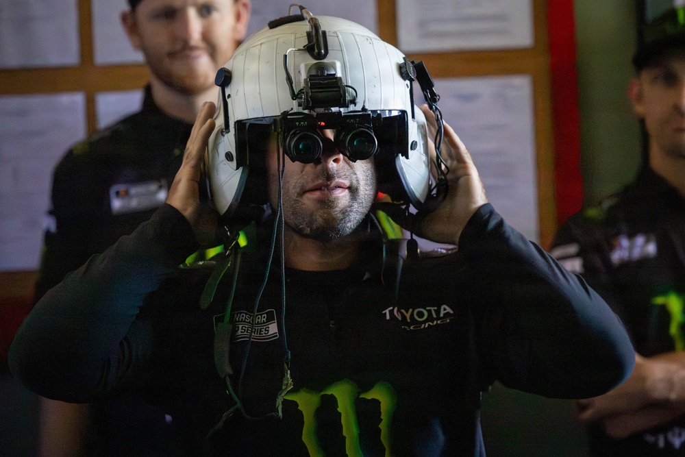 NASCAR driver Ty Gibbs’ team tours HSM-35 during the NASCAR San Diego Weekend