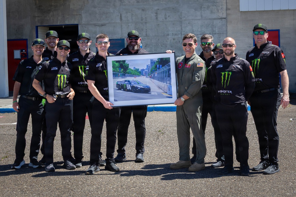NASCAR driver Ty Gibbs’ team tours HSM-35 during the NASCAR San Diego Weekend