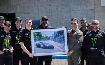 NASCAR driver Ty Gibbs’ team tours HSM-35 during the NASCAR San Diego Weekend