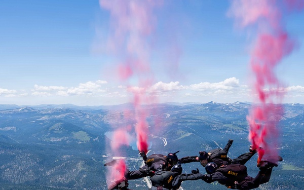 The U.S. Army Parachute Team parachutes into Truckee Tahoe Airshow