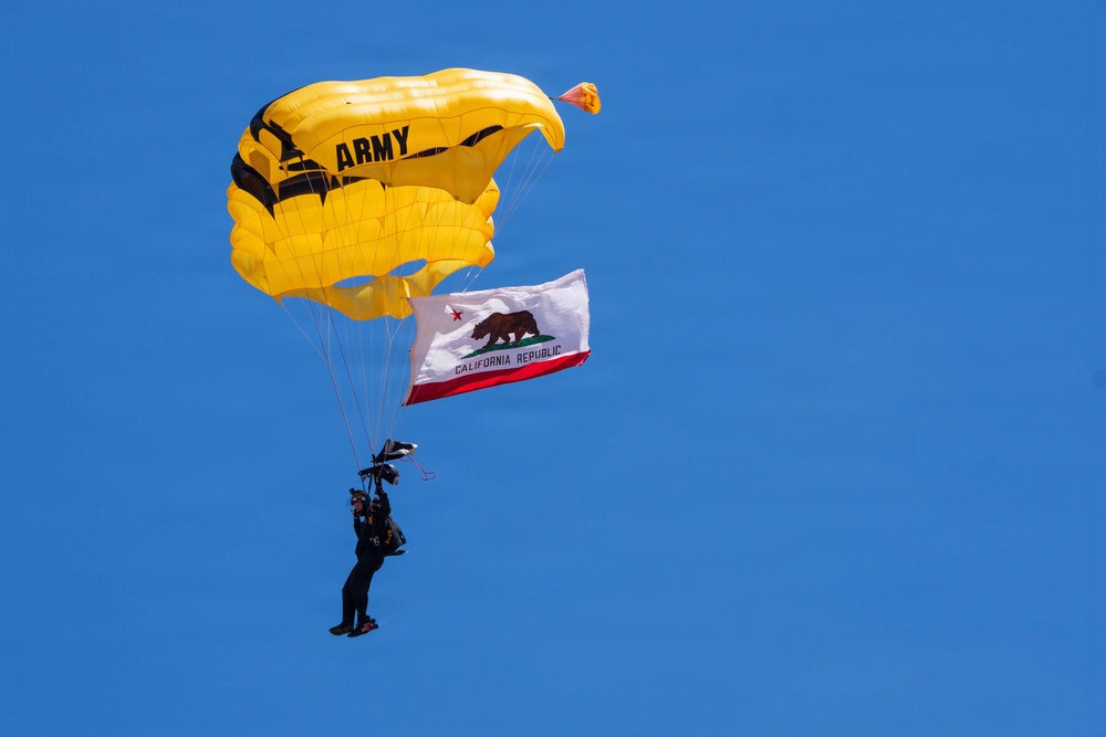 The U.S. Army Parachute Team parachutes into Truckee Tahoe Airshow