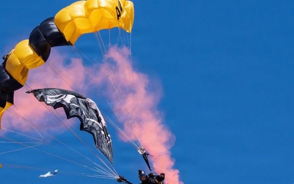 The U.S. Army Parachute Team parachutes into Truckee Tahoe Airshow