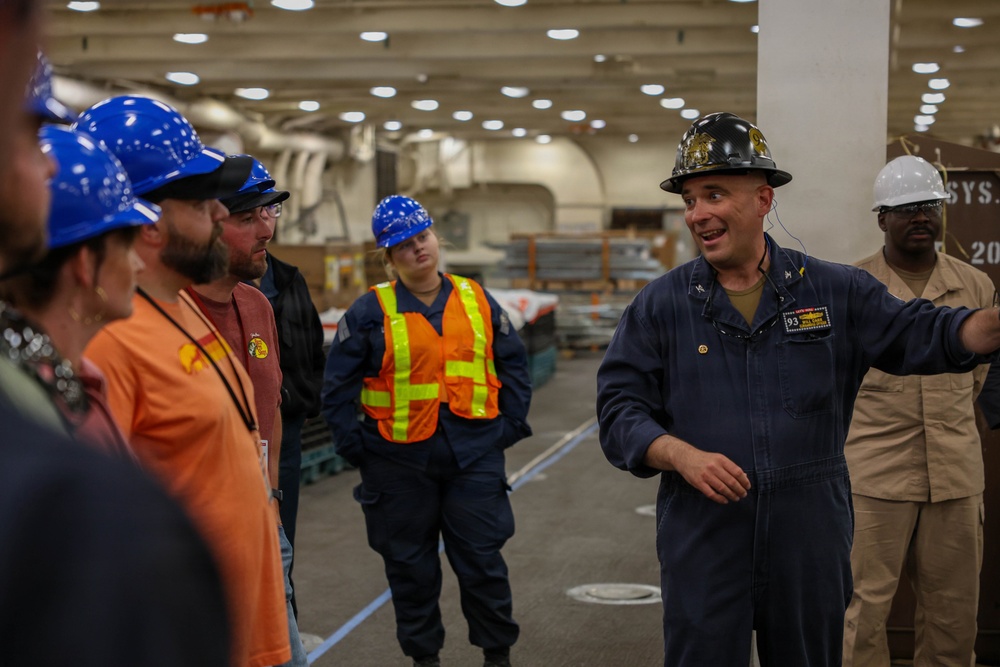 NASCAR driver Chris Biscoe tours USS Somerset