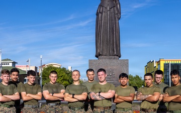 U.S. Marines PT during Fleet Week Norfo