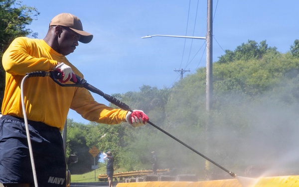 Sailors Participate in a Road Cleanup in Guam