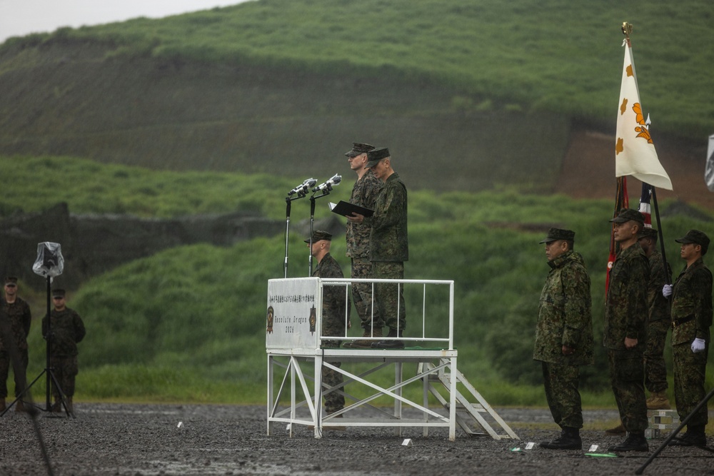 HIJUDAI MANEUVER AREA. OITA, JAPAN – U.S. Marines with 12th MLR participate in Opening Ceremony during exercise Resolute Dragon 26