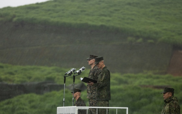 HIJUDAI MANEUVER AREA. OITA, JAPAN – U.S. Marines with 12th MLR participate in Opening Ceremony during exercise Resolute Dragon 26