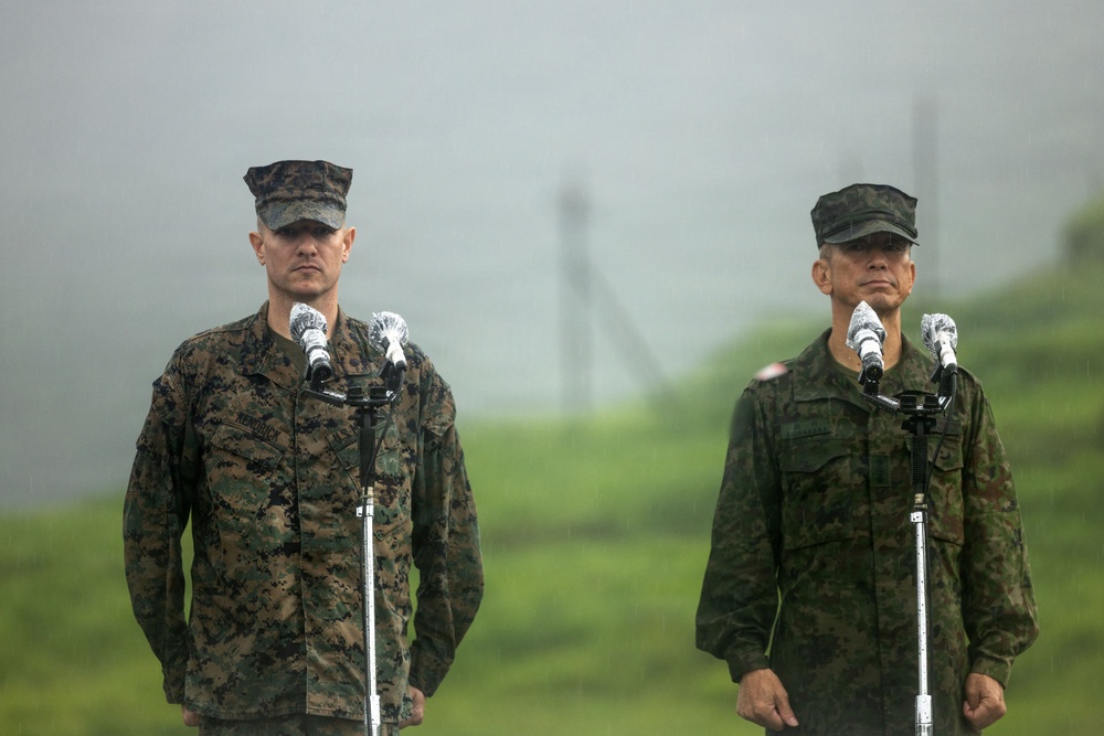 HIJUDAI MANEUVER AREA. OITA, JAPAN – U.S. Marines with 12th MLR participate in Opening Ceremony during exercise Resolute Dragon 26
