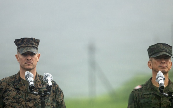 HIJUDAI MANEUVER AREA. OITA, JAPAN – U.S. Marines with 12th MLR participate in Opening Ceremony during exercise Resolute Dragon 26