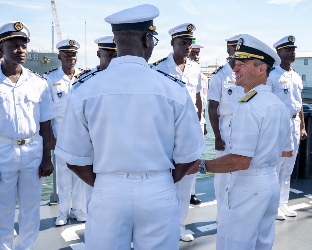 Vice Adm. Doug Perry Visits Senegalese navy ship Niani on Naval Station Norfolk