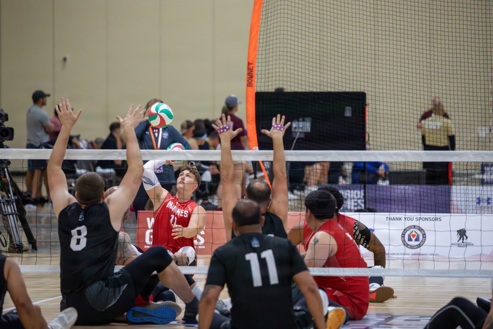 Warrior Games Competitors Play Seated Volleyball at Warrior Games
