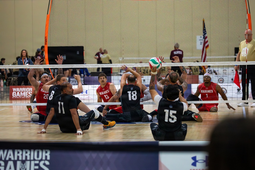 Warrior Games Competitors Play Seated Volleyball