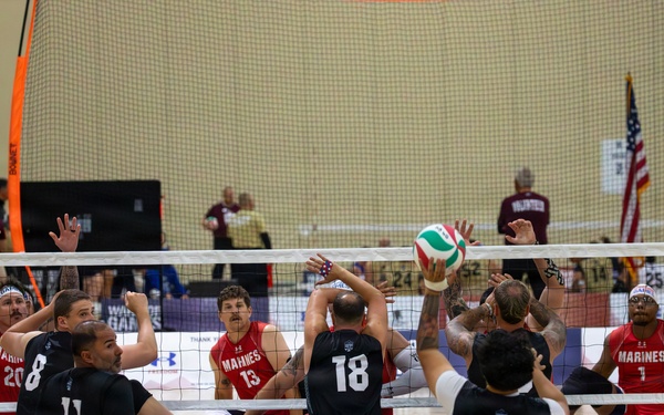 Warrior Games Competitors Play Seated Volleyball