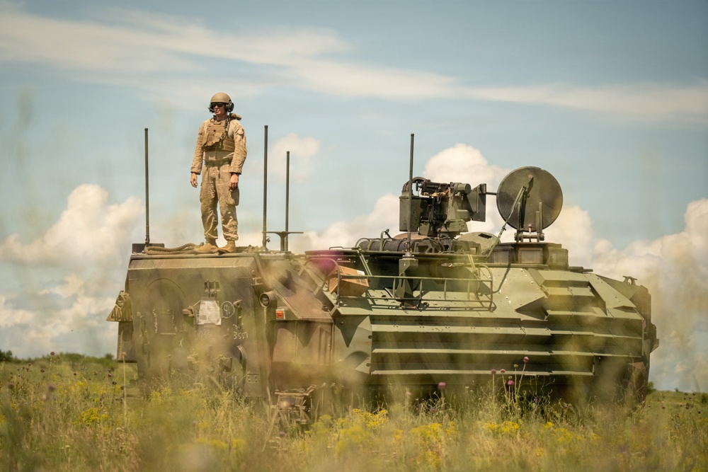 U.S. Marines, allied forces conduct combined arms live fire exercise during Sea Breeze 26 in Romania