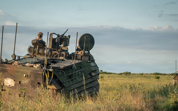 U.S. Marines, allied forces conduct combined arms live fire exercise during Sea Breeze 26 in Romania