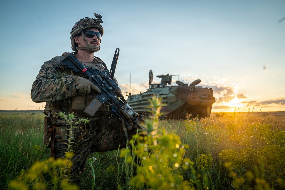 U.S. Marines, allied forces conduct combined arms live fire exercise during Sea Breeze 26 in Romania