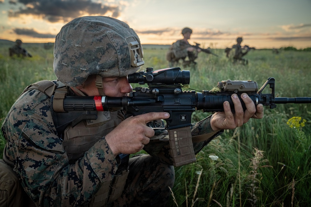U.S. Marines, allied forces conduct combined arms live fire exercise during Sea Breeze 26 in Romania