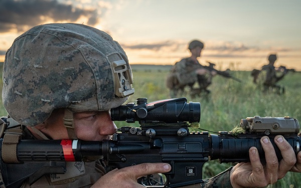 U.S. Marines, allied forces conduct combined arms live fire exercise during Sea Breeze 26 in Romania