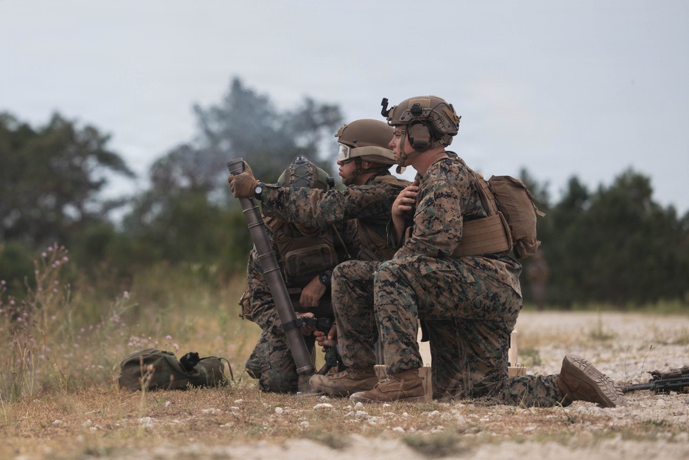 Fleet Exercise 250 | Marines with 1st Bn, 2nd Marines conduct Bilateral Mortar Range with Spanish marines