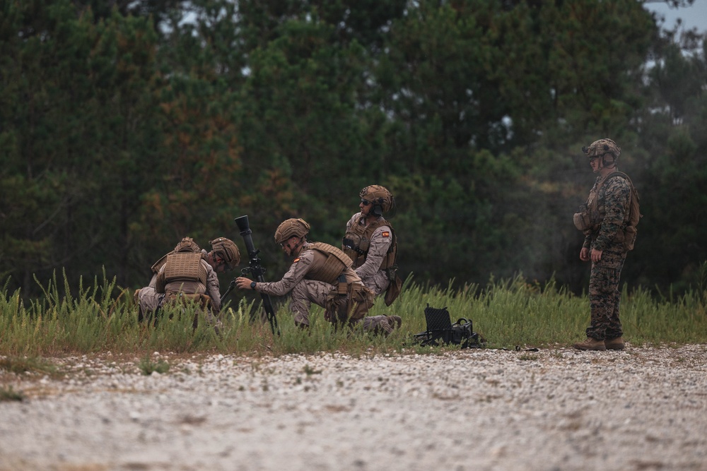 Fleet Exercise 250 | Marines with 1st Bn, 2nd Marines conduct Bilateral Mortar Range with Spanish marines
