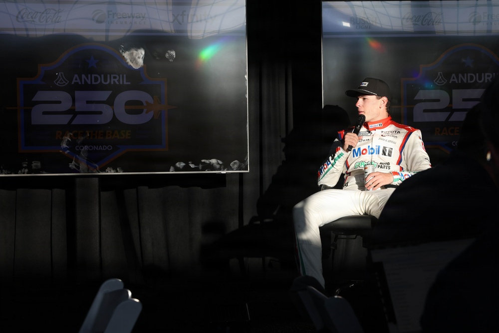 NASCAR San Diego weekend victor conducts interview