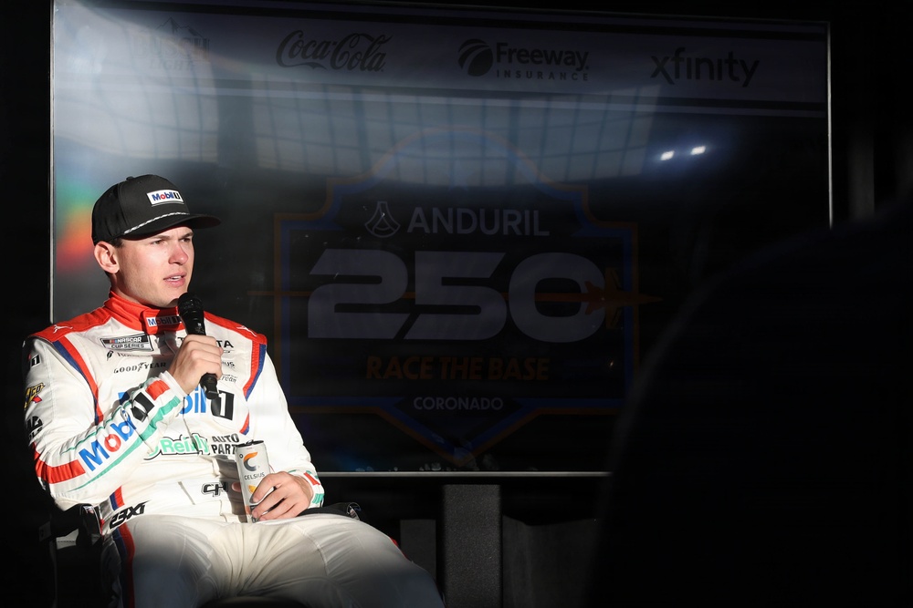 NASCAR San Diego weekend victor conducts interview