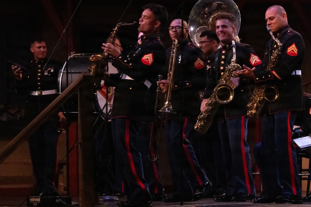 2nd Marine Aircraft Wing Band and U.S. Marine Corps Silent Drill Platoon performs during Fleet Week Norfolk