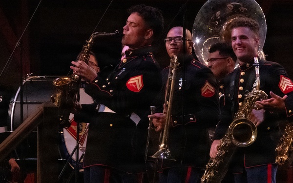 2nd Marine Aircraft Wing Band and U.S. Marine Corps Silent Drill Platoon performs during Fleet Week Norfolk