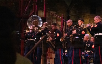 2nd Marine Aircraft Wing Band and U.S. Marine Corps Silent Drill Platoon performs during Fleet Week Norfolk