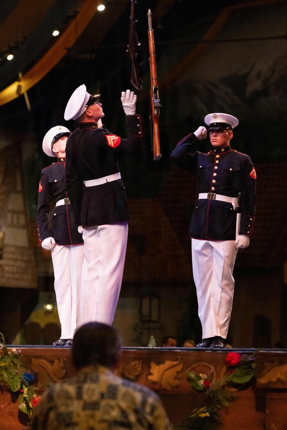 2nd Marine Aircraft Wing Band and U.S. Marine Corps Silent Drill Platoon performs during Fleet Week Norfolk