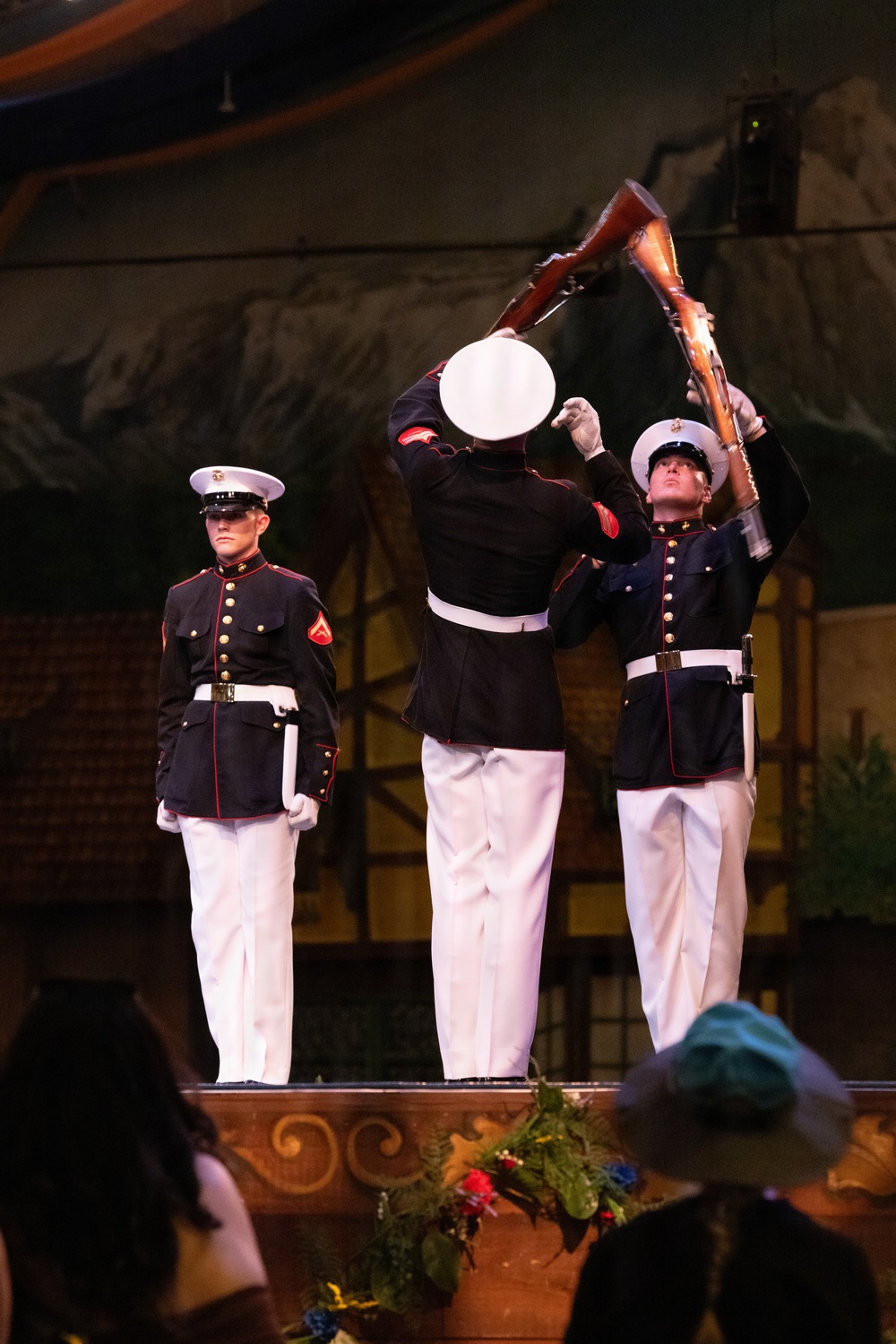 2nd Marine Aircraft Wing Band and U.S. Marine Corps Silent Drill Platoon performs during Fleet Week Norfolk