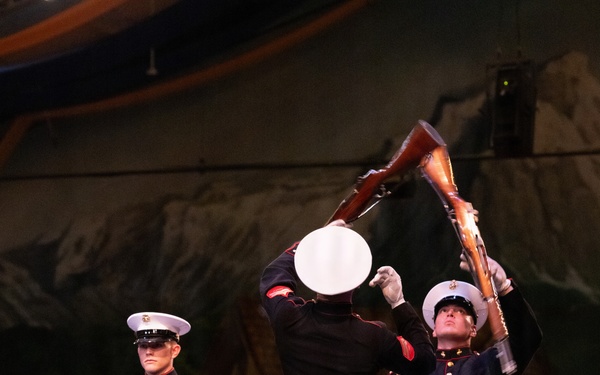 2nd Marine Aircraft Wing Band and U.S. Marine Corps Silent Drill Platoon performs during Fleet Week Norfolk