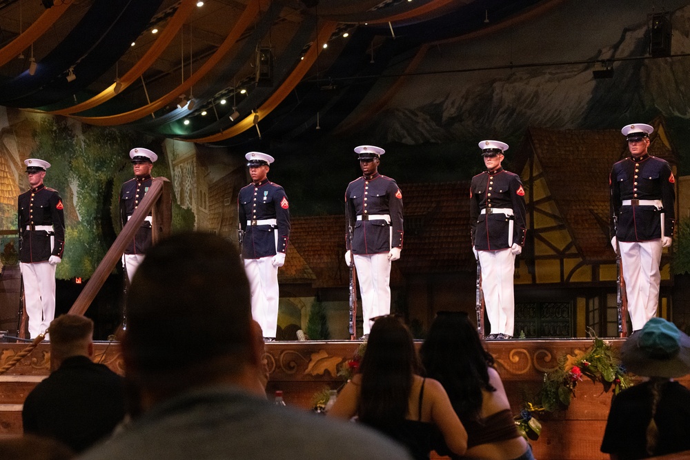 2nd Marine Aircraft Wing Band and U.S. Marine Corps Silent Drill Platoon performs during Fleet Week Norfolk