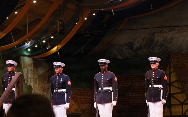 2nd Marine Aircraft Wing Band and U.S. Marine Corps Silent Drill Platoon performs during Fleet Week Norfolk