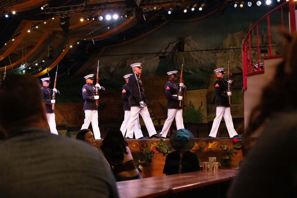 2nd Marine Aircraft Wing Band and U.S. Marine Corps Silent Drill Platoon performs during Fleet Week Norfolk