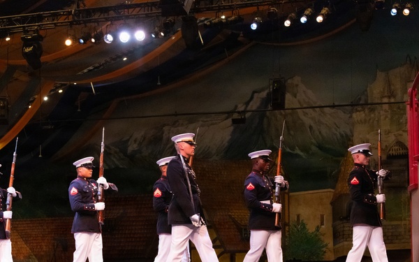 2nd Marine Aircraft Wing Band and U.S. Marine Corps Silent Drill Platoon performs during Fleet Week Norfolk