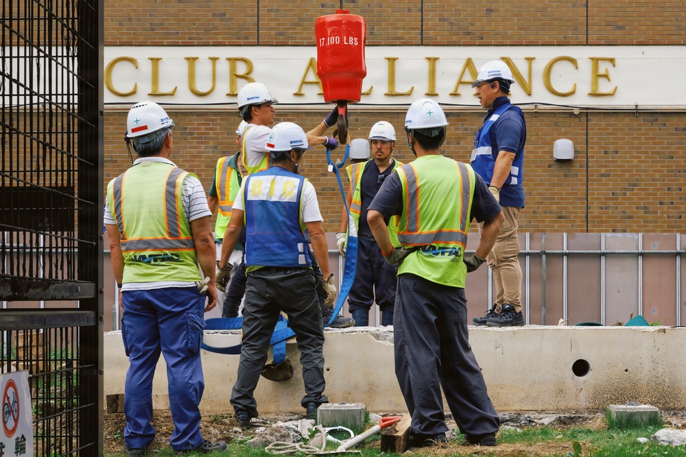CFAY, NAVFAC Remove Decorative Sign for Water Line Repair