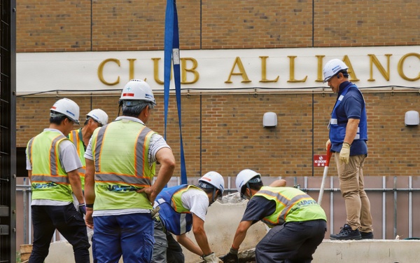 CFAY, NAVFAC Remove Decorative Sign for Water Line Repair