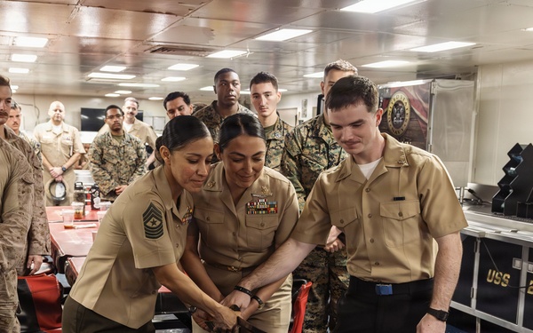 11th MEU Marines, Sailors Hold Cake Cutting Ceremony for Hospital Corps’ 128th Birthday