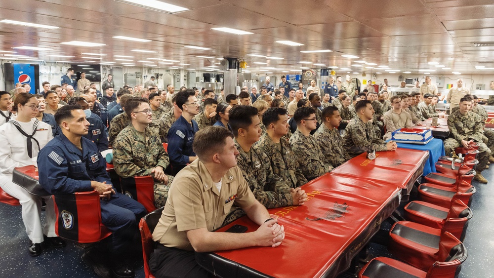 11th MEU Marines, Sailors Hold Cake Cutting Ceremony for Hospital Corps’ 128th Birthday