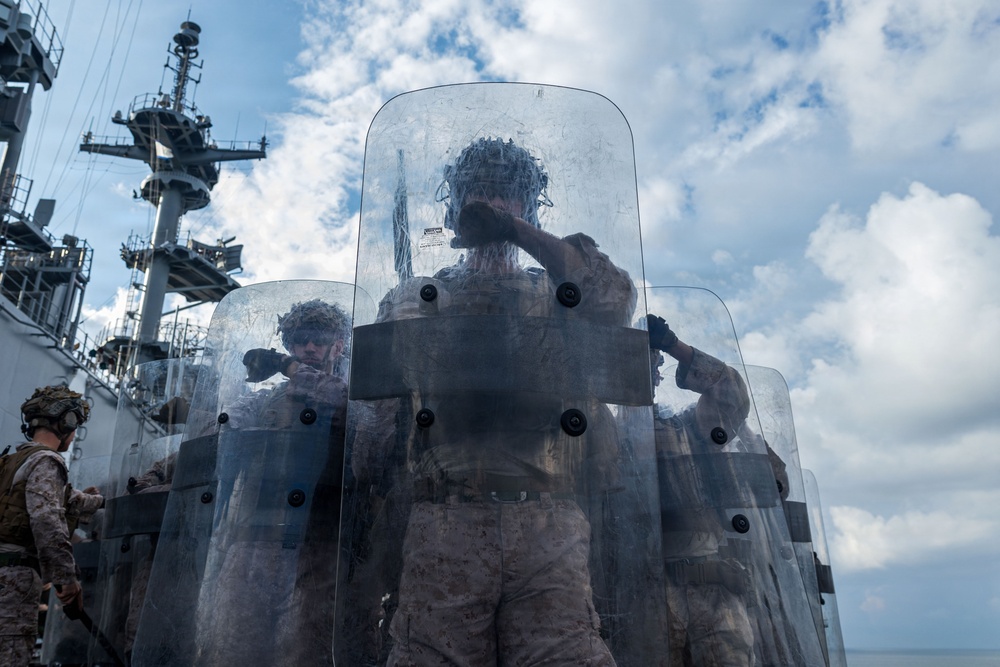 11th MEU Marines, Sailors Conduct Non-Lethal Weapons Training Aboard USS Boxer