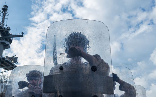11th MEU Marines, Sailors Conduct Non-Lethal Weapons Training Aboard USS Boxer