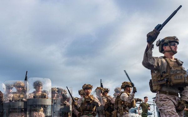 11th MEU Marines, Sailors Conduct Non-Lethal Weapons Training Aboard USS Boxer