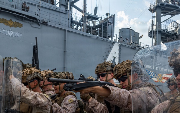 11th MEU Marines, Sailors Conduct Non-Lethal Weapons Training Aboard USS Boxer
