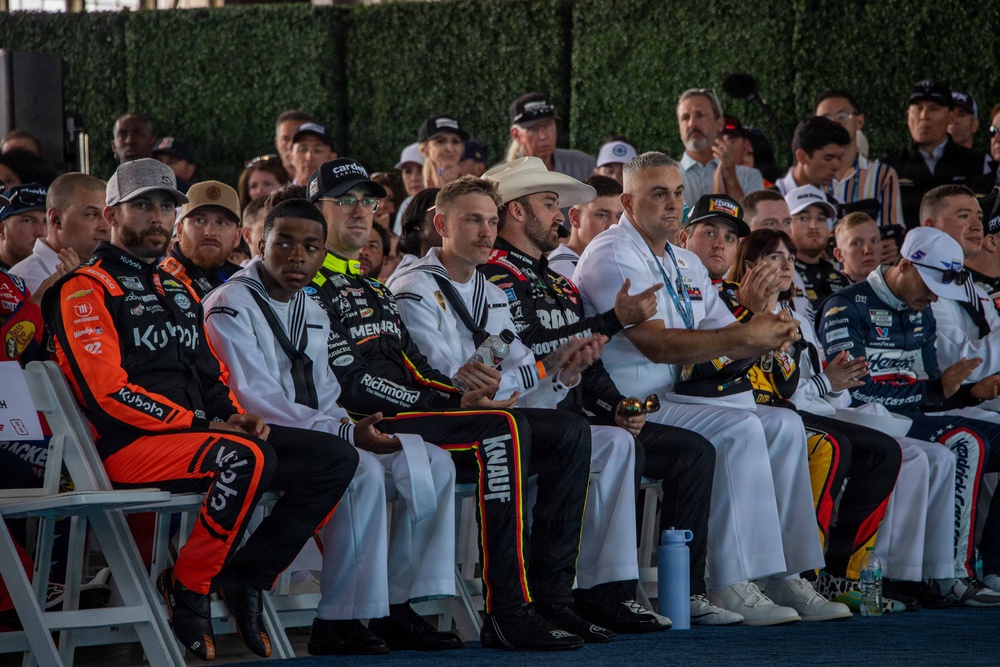 U.S. Navy Sailors participate in NASCAR Cup Series driver meeting
