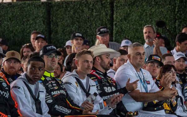 U.S. Navy Sailors participate in NASCAR Cup Series driver meeting
