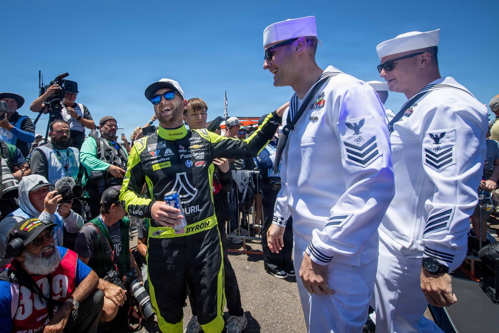 U.S. Navy Sailors participate in NASCAR Cup Series driver meeting