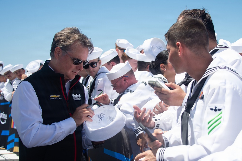 USS Carl Vinson (CVN 70) participates in NASCAR live broadcast